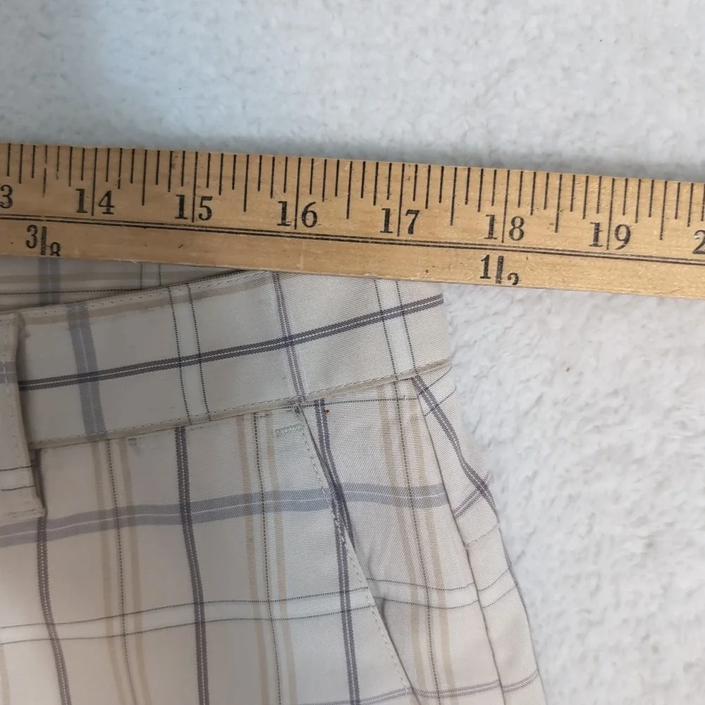 Adidas Golf Shorts Men 34 Plaid Beige Gray‎  Inseam 11